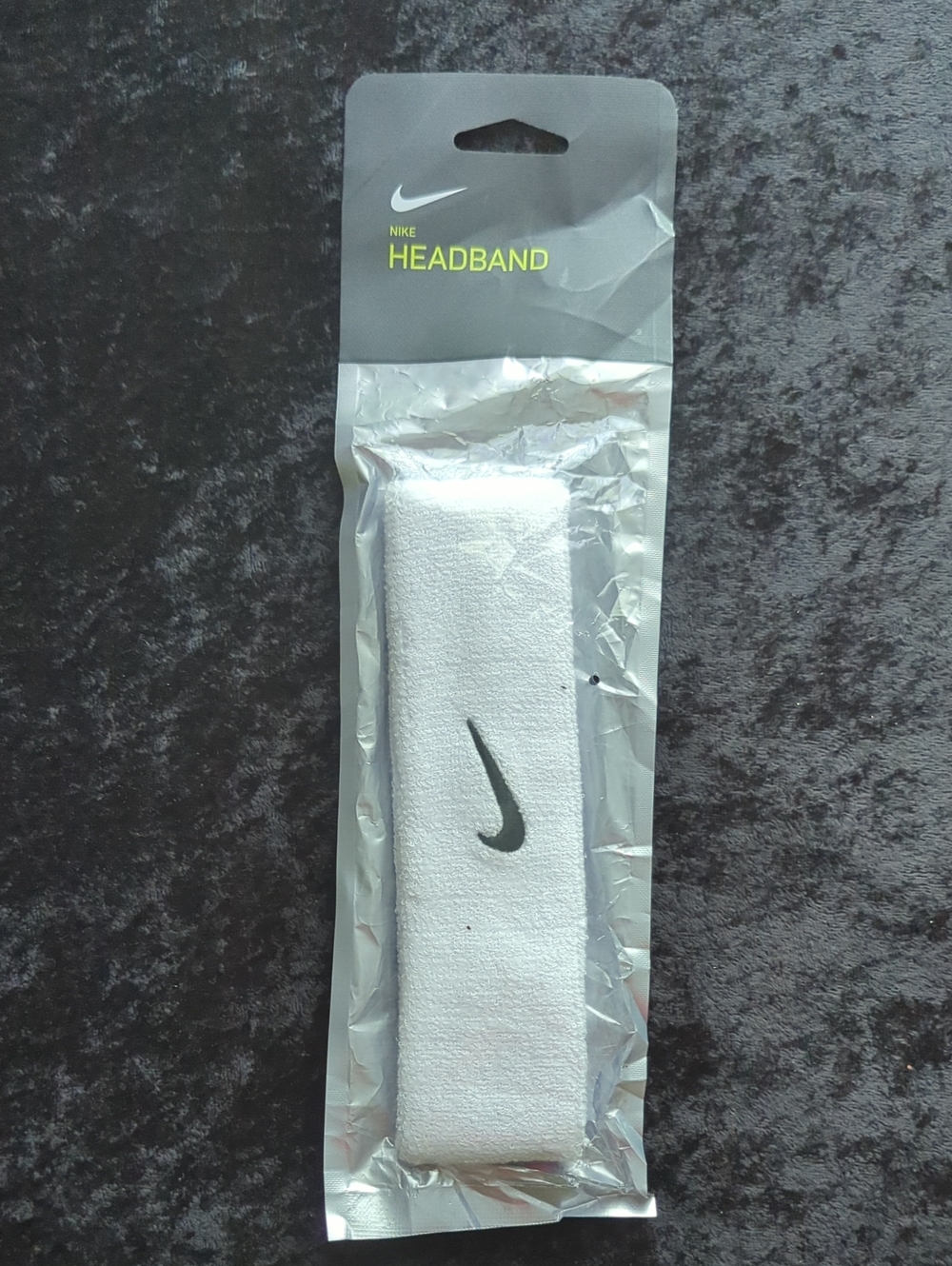 Nike White Headband with Black Swoosh